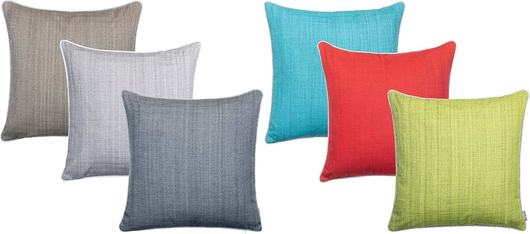 Brandsseller Outdoor Garten Kissen Dekokissen mit Paspel - Leinenoptik Uni Schmutz- und Wasserabweis