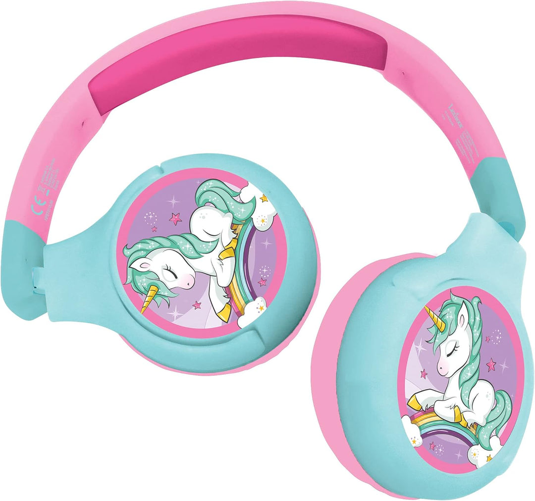 Lexibook, Einhorn, 2-in-1 Bluetooth-Kopfhörer-Stereo, drahtlos, kabelgebunden, faltbar, verstellbar,