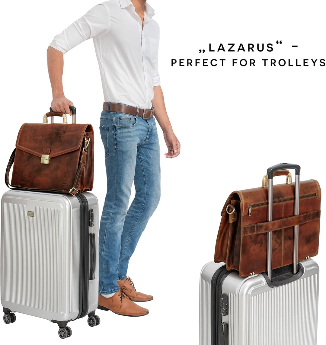 STILORD 'Lazarus' Aktentasche Leder Gross Herren Damen Businesstasche 15,6 Zoll Laptoptasche Umhänge