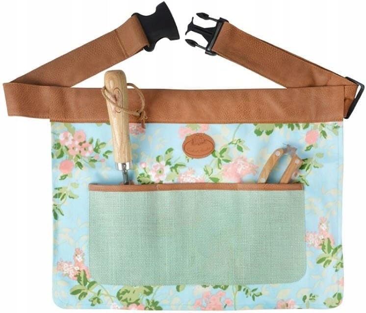 DIKEL Damen-Gartengürtel in Rosen + Handschuhe - Grössenverstellbare Werkzeugtasche Gürtel für Gärtn