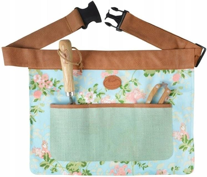 DIKEL Damen-Gartengürtel in Rosen + Handschuhe - Grössenverstellbare Werkzeugtasche Gürtel für Gärtn