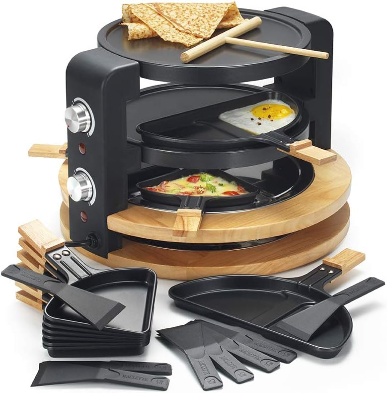Raclette-maschine 8/10 personen 1500 w + grill + crêpes-hersteller - kcwood.8.super