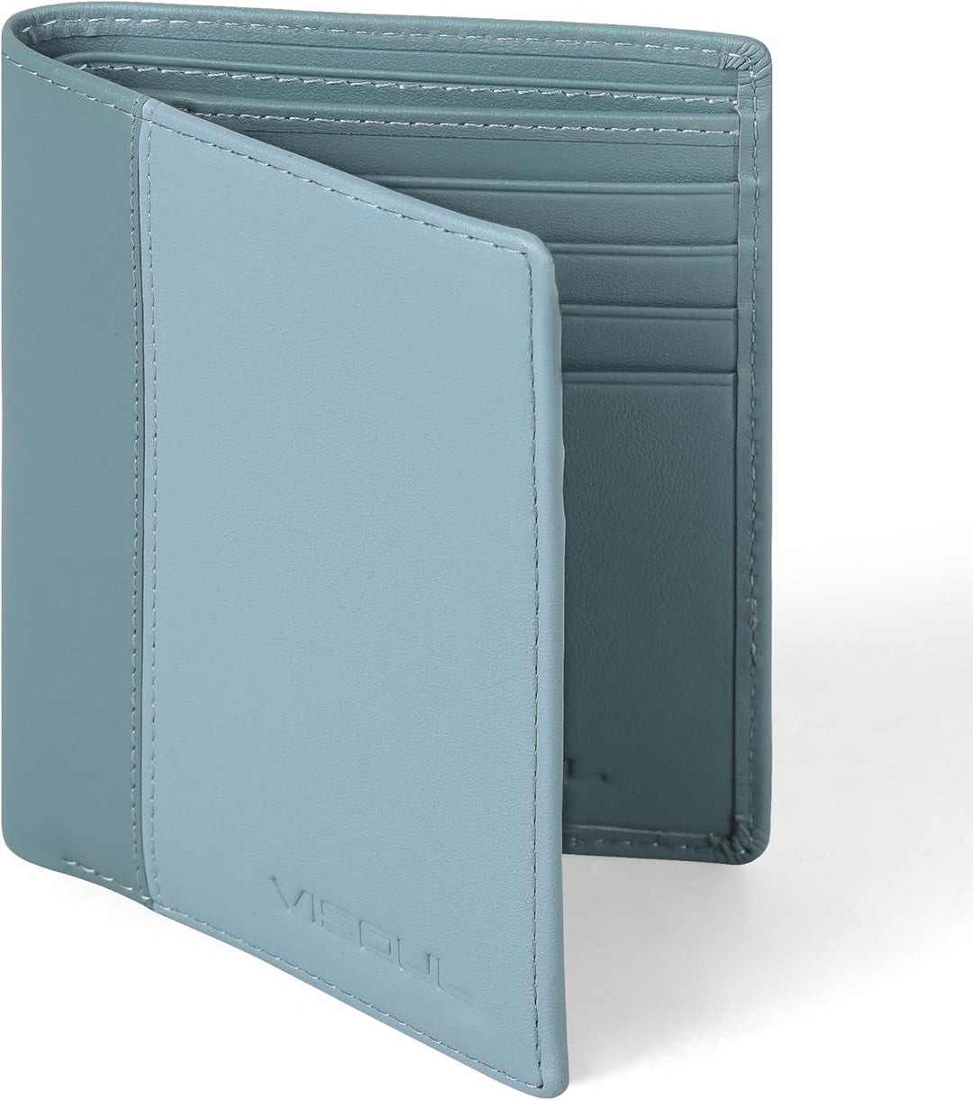 VISOUL Echt Leder Geldbörse Herren mit RFID Schutz Portemonnaie Gross mit Münzfach 10 Fächer Echtled