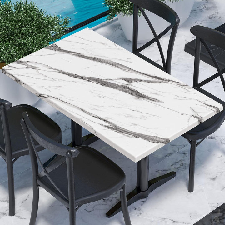 WERZA | Werzalit Tischplatte | Weiss Marmor | B:T 120 x 70 cm | Topalit Gartentischplatte | Perfekt