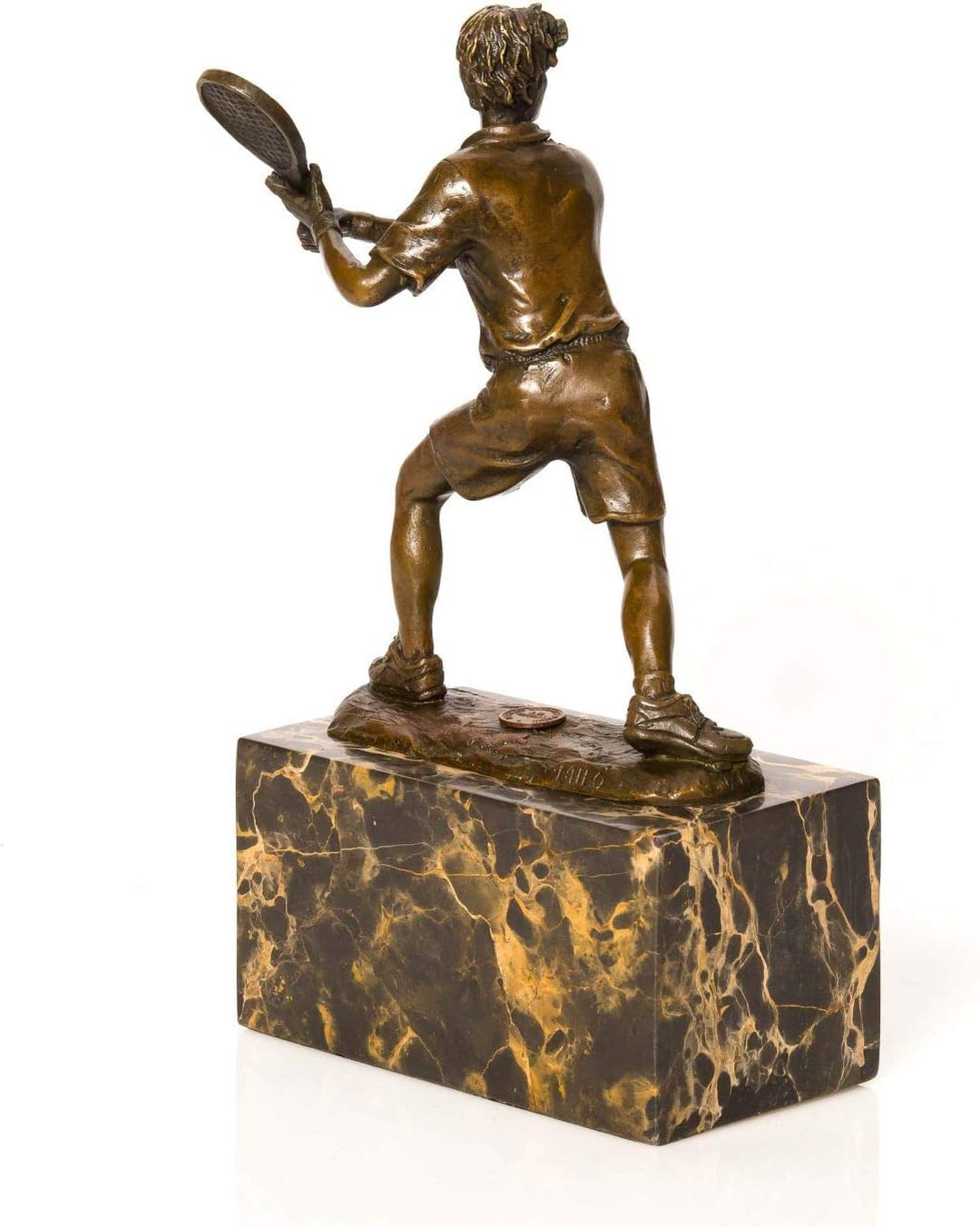 aubaho Bronzeskulptur Tennisspieler Tennis Pokal Skulptur Trophäe Verein Statue Preis