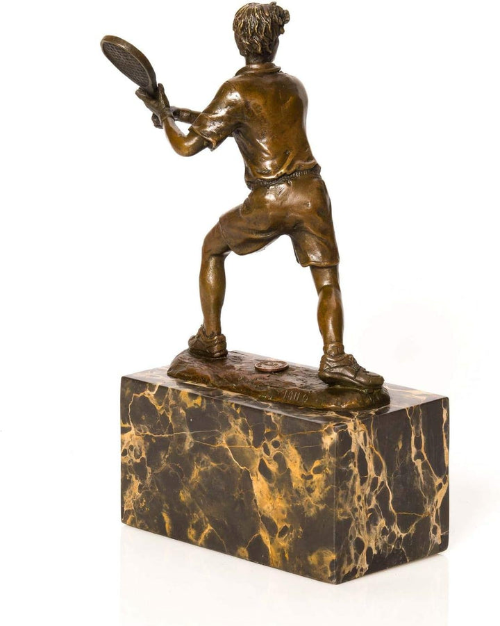 aubaho Bronzeskulptur Tennisspieler Tennis Pokal Skulptur Trophäe Verein Statue Preis