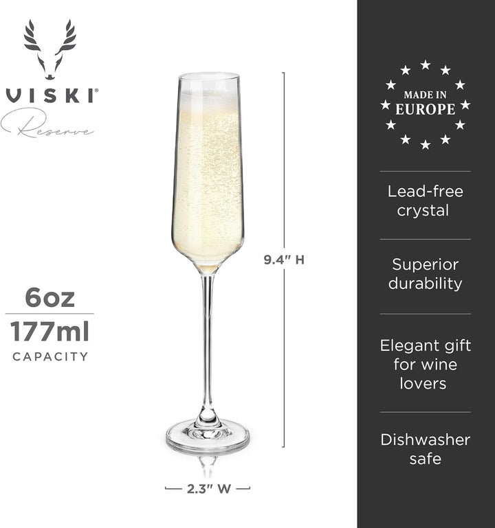Viski Champagnergläser aus Kristall, europäische Handwerkskunst, Sektgläser-Set mit 113-170 ml, Stie