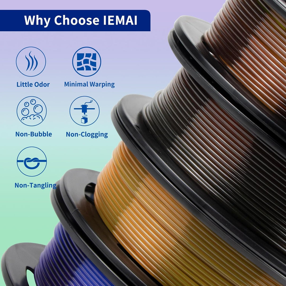 IEMAI 3D Drucker Filament PETG Set, Rainbow Filament PETG 1.75mm, PETG Filament 1.75mm, Regenbogen 2