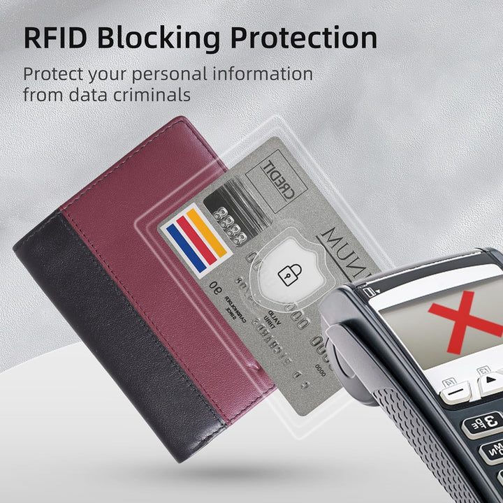 VISOUL Echt Leder Geldbörse Herren mit RFID Schutz Portemonnaie Gross mit Münzfach 10 Fächer Echtled