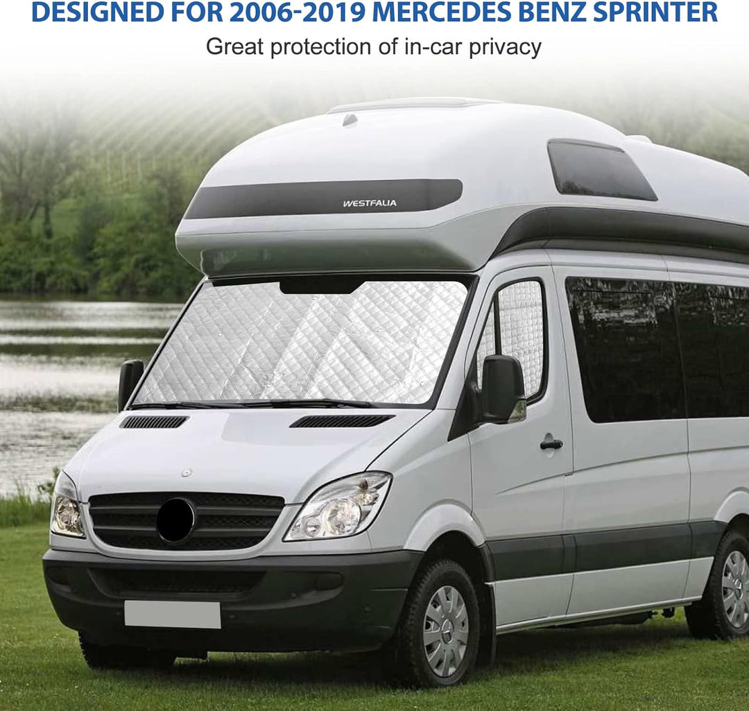 Thermomatte Fahrerhaus Innen für Mercedes Sprinter 2006-2019, 3 Stk Wasserdicht UV-Proof Sonnenschut
