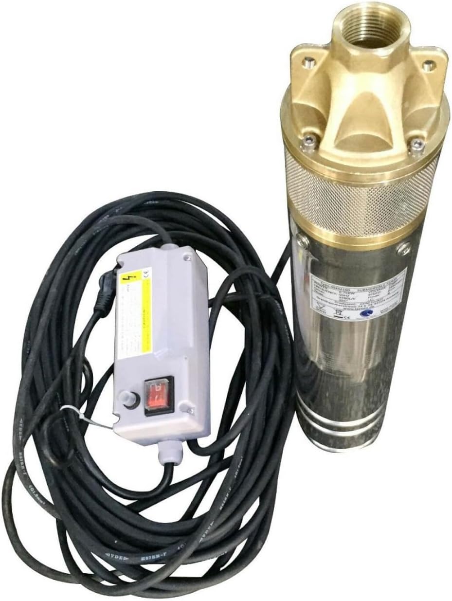 CHM GmbH Brunnenpumpe 3 Zoll Sandverträglich 0,75 kW 2500 L/h 5,8 Bar mit Anlaufkondensator Box + Rü