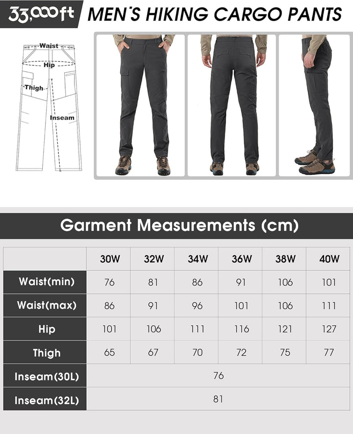 33,000ft Wanderhose Herren Wetterfest Outdoorhose Atmungsaktiv Cargohose Trekkinghose Winddichte Arb