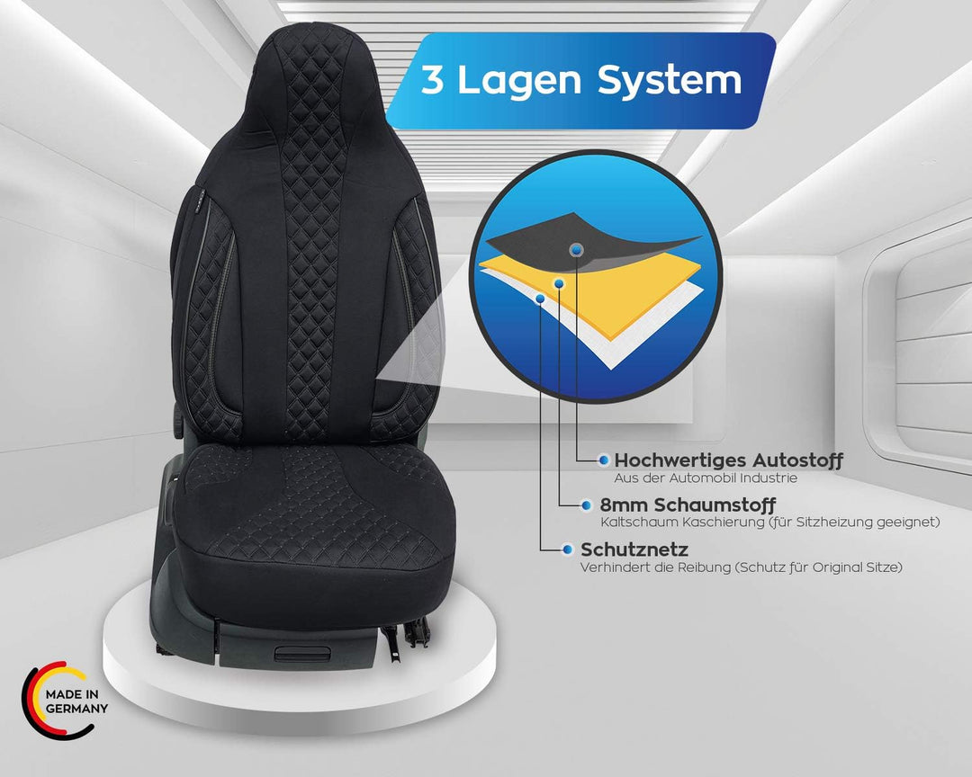 BREMER SITZBEZÜGE Mass Piloten Auto Schonbezüge kompatibel mit Dacia Spring Fahrer & Beifahrer ab 20