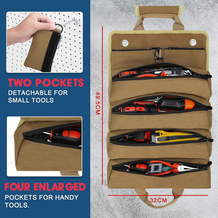 BAQRAXIA Werkzeugtasche, aufrollbare kleine Werkzeugbox, Werkzeuggeschenke für Männer, Vater, Eheman
