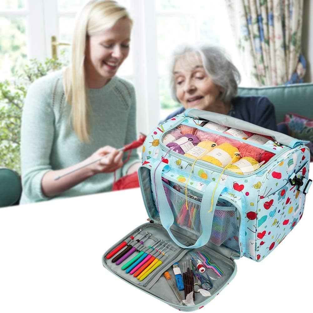 Coopay Garntasche, Basteltasche für Stricknadel-Set, Häkelset und Kreuzstich-Set zur Aufbewahrung, G