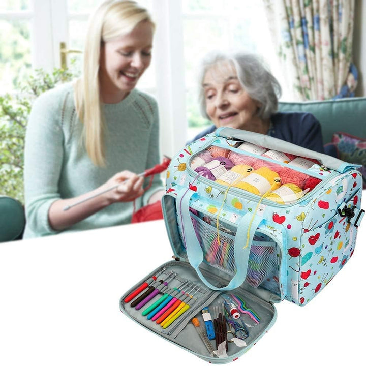 Coopay Garntasche, Basteltasche für Stricknadel-Set, Häkelset und Kreuzstich-Set zur Aufbewahrung, G