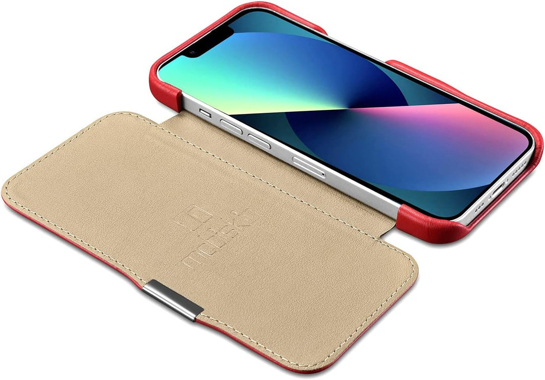 Mobiskin Hülle kompatibel mit Apple iPhone 13 Mini (5,4 Zoll), Handyhülle mit echtem Leder, Case, Sc