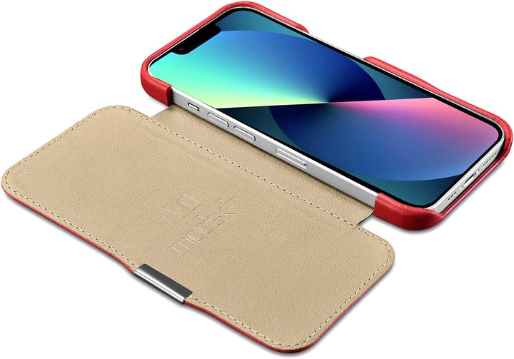 Mobiskin Hülle kompatibel mit Apple iPhone 13 Mini (5,4 Zoll), Handyhülle mit echtem Leder, Case, Sc
