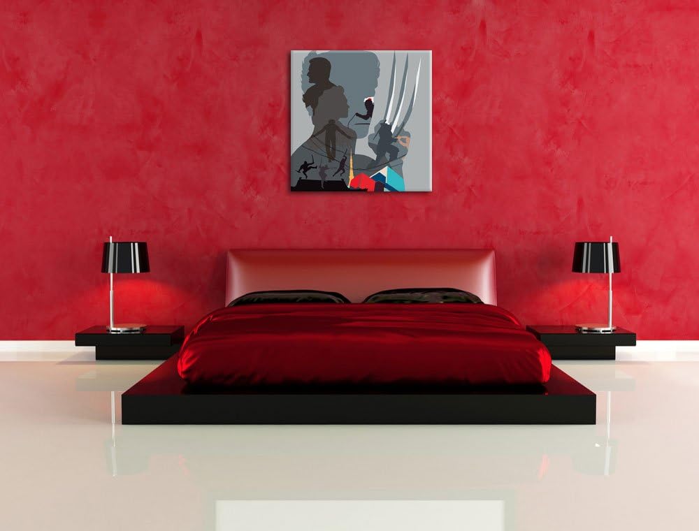 Pixxprint Wolverine, Format: 70x70 auf Leinwand, XXL riesige Bilder fertig gerahmt mit Keilrahmen, K