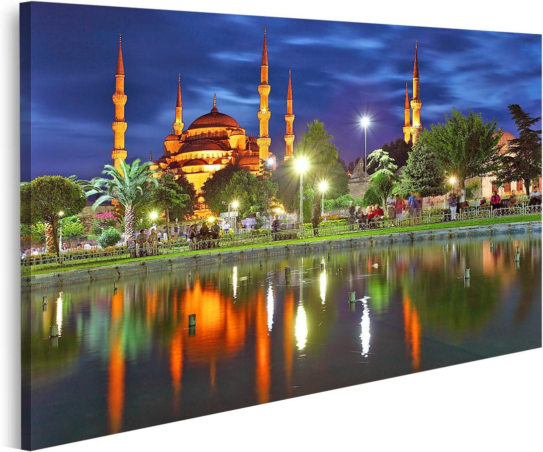 islandburner Bild auf Leinwand Blaue Moschee Istanbul Türkei Bilder Wandbilder Poster Leinwand 80x40