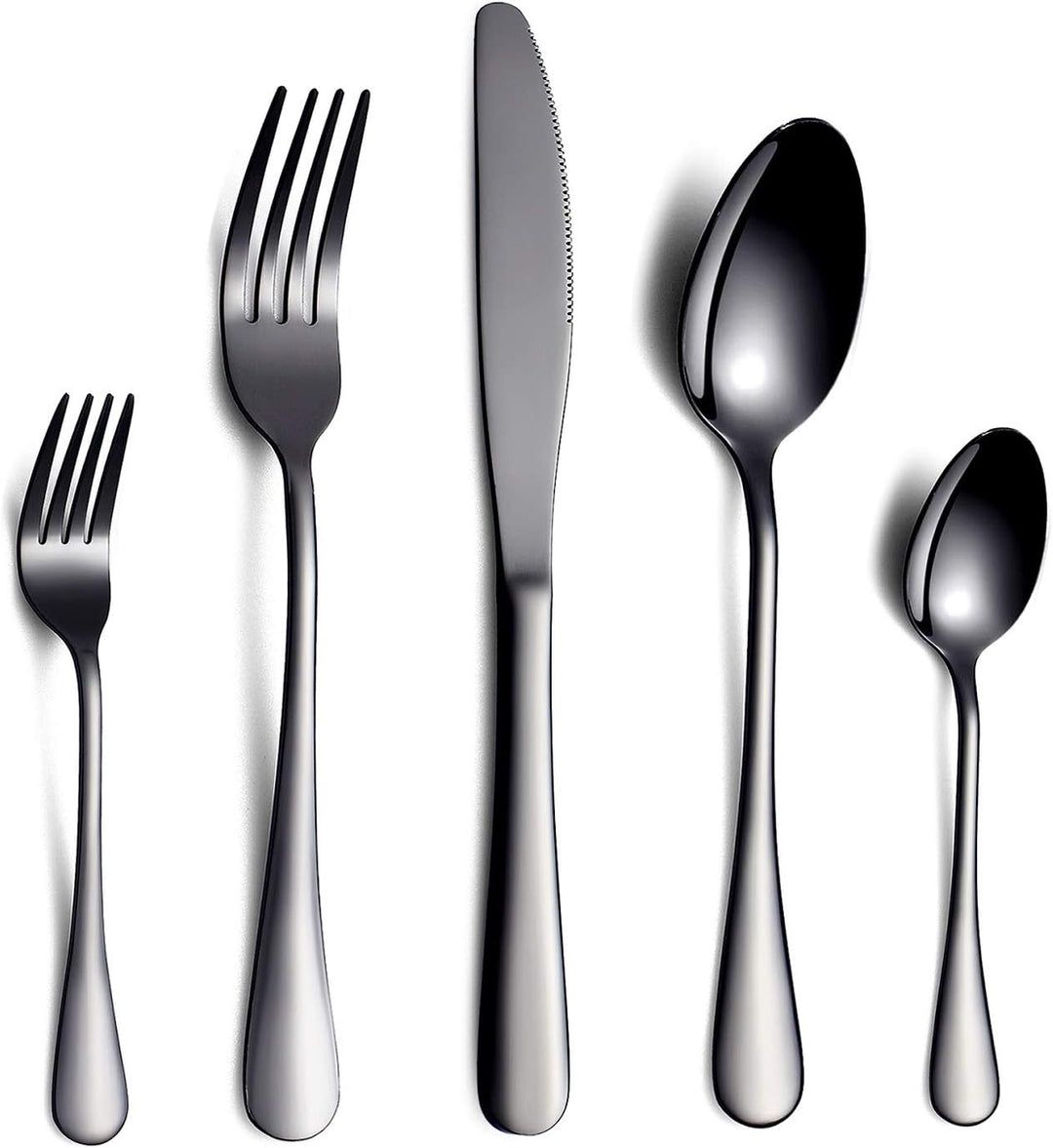 HOMQUEN Schwarzes Besteck/Besteck Set,30 Stück Edelstahl Messer Gabel Löffel Set für 6 Personen (Sch