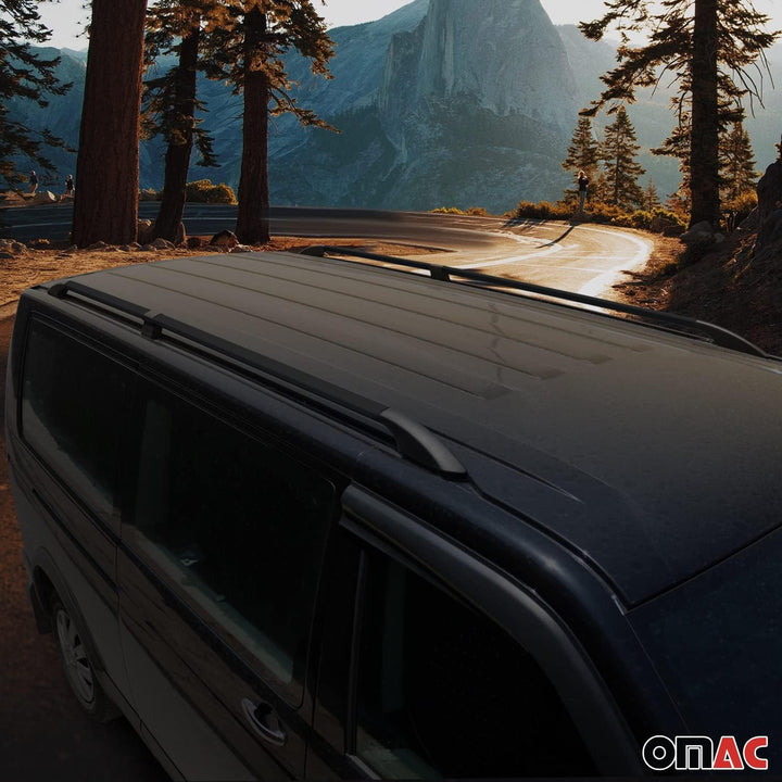 Dachreling Dachgepäckträger kompatibel mit Peugeot Partner Tepee 2008-2018 Alu Schwarz 2X