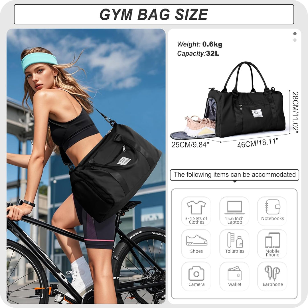 HYC00 Sport Duffel Bag Damen Handgepäck Sporttasche für Damen Herren mit Nassfach & Schuhfach, Reise