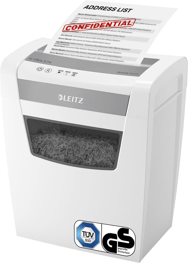 Leitz IQ Office S Aktenvernichter, 14-12 Blatt Kapazität (70-80 g/m²), Partikelschnitt, Sicherheitss