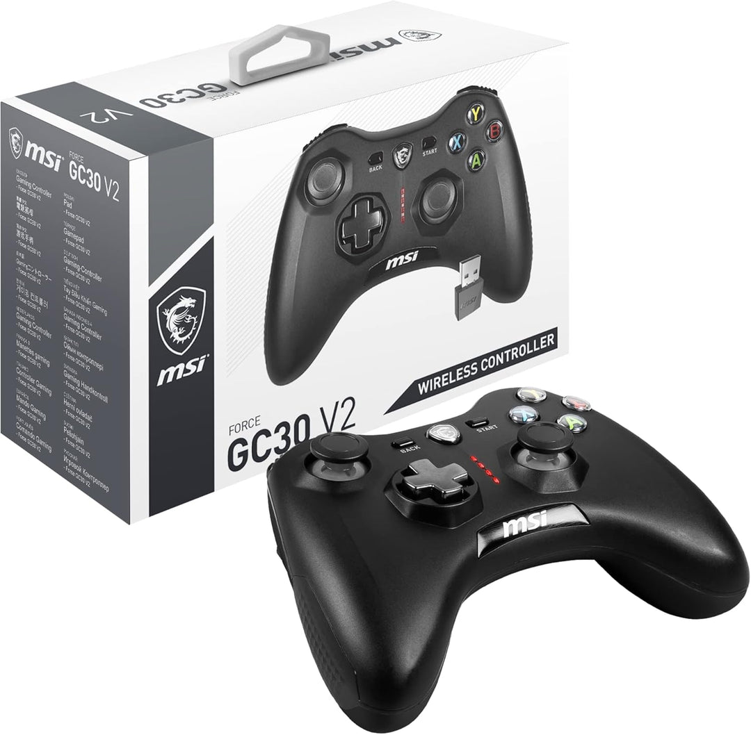 MSI FORCE GC30 V2 Kabelloser PC-Gamepad Controller - 2,4 GHz, 600mAh Li-Ionen-Akku, austauschbare D-