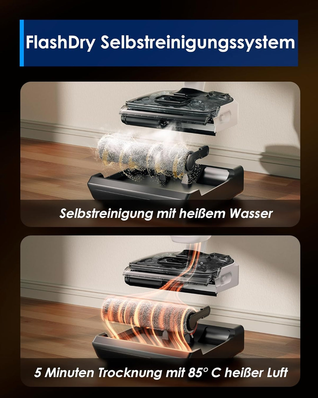 Tineco Floor ONE Switch S6 Stretch Nass Trockensauger, 180° Lay-Flat, Anti-Tangle, 85℃ Schnelltrockn