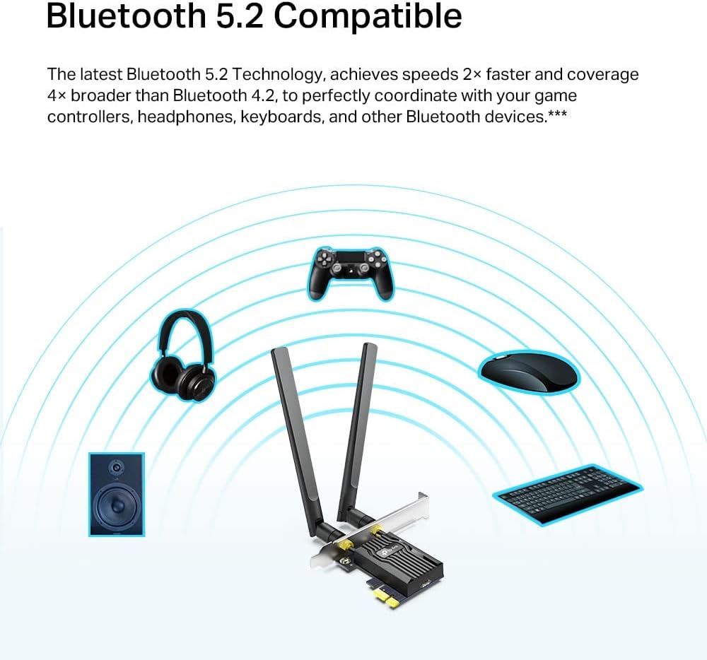 TP-Link Archer TX20E AX1800 Wi-Fi 6 Bluetooth 5.2 PCIe-Adapter, max 1201 Mbit/s 5 GHz und max 574 Mb