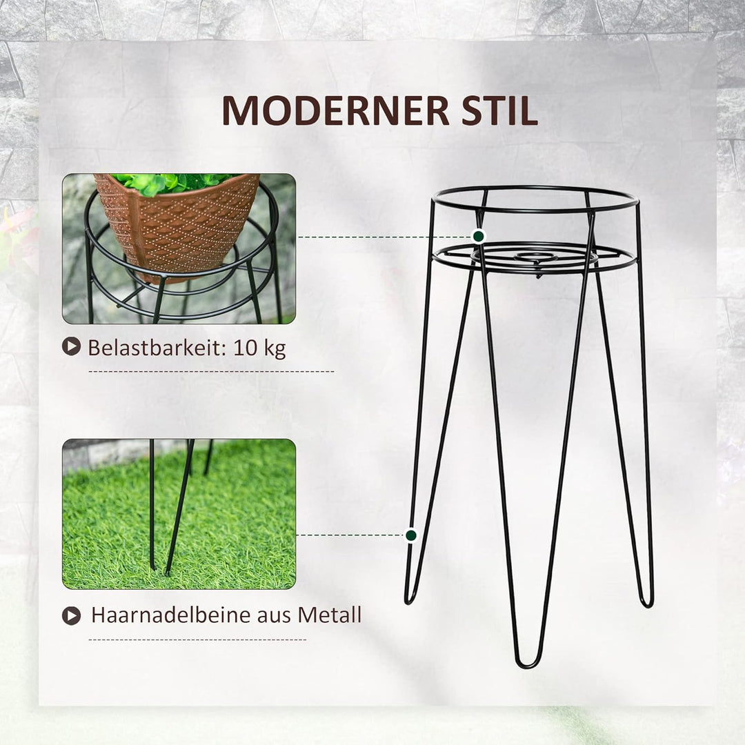 Outsunny Blumenständer 3er Set aus Metall Pflanzenständer Set Blumenhocker Blumentopfhalter Pflanzen