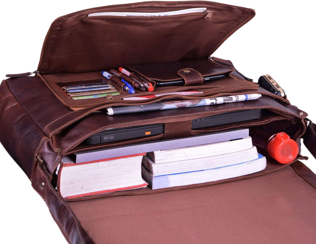 STILORD 'Maximus' XXL Ledertasche riesige Umhängetasche Unitasche 17 18 19 21 Zoll Laptop Aktentasch