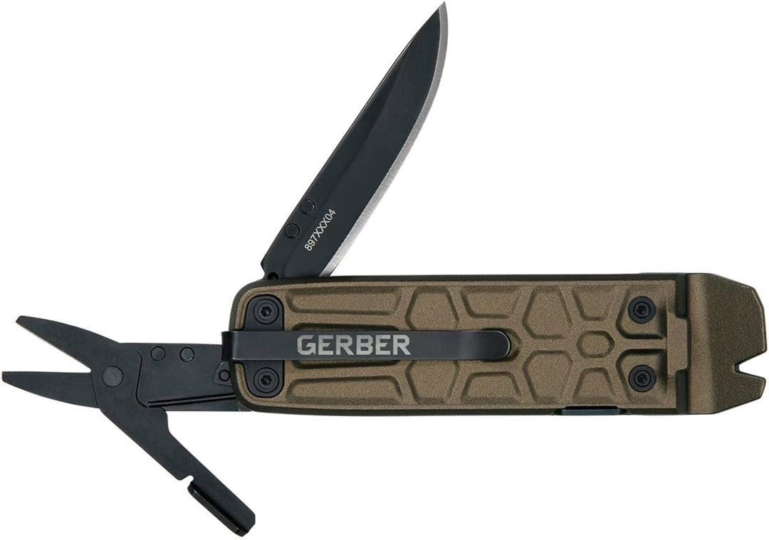 Gerber Multi-Tool mit 7 Funktionen, Messer mit glatter Klinge und Gürtelclip, Lockdown Slim Pry, Gus