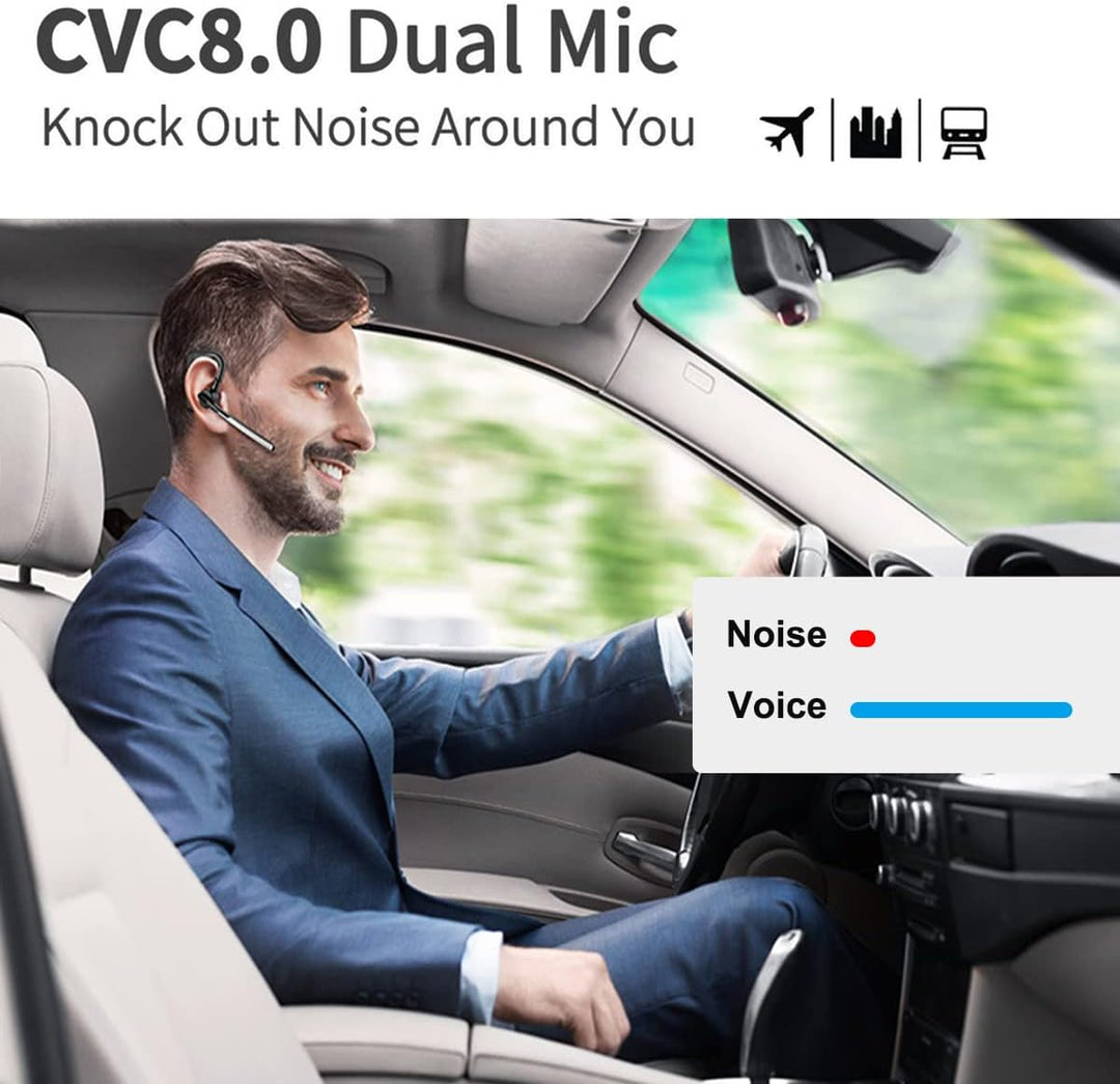 Conambo Bluetooth Headset V5.1 Wireless Headset Hands-Free CVC8.0 Dual-mic, Noise cancelling, Mute K