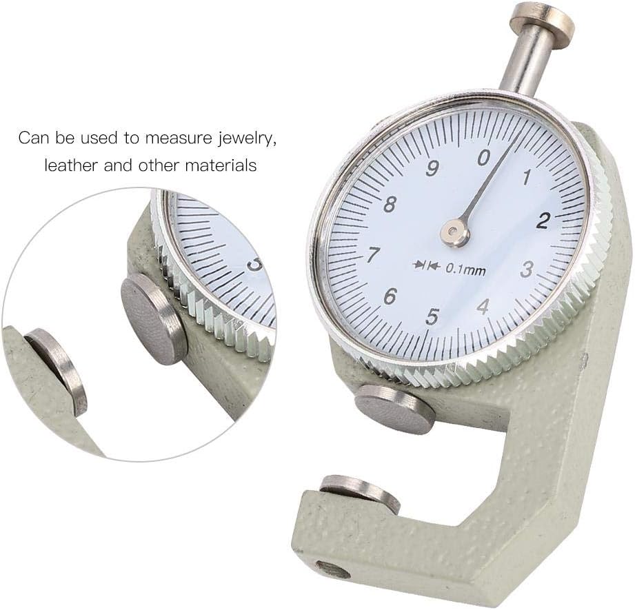 Dickenmessgerät, 0-10 mm x 0,1 mm Präzisionsgenauigkeit Rundes Zifferblatt Anzeige Dickenprüfzifferb