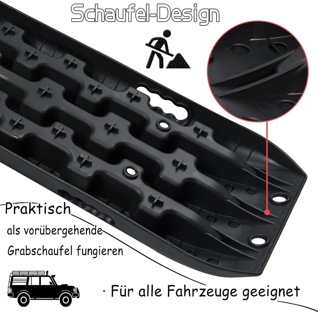 NAIZY 2x Sandbleche Offroad Traktionsmatte Kunstoff Anfahrhilfe Recovery Board Tracks mit Aufbewahru