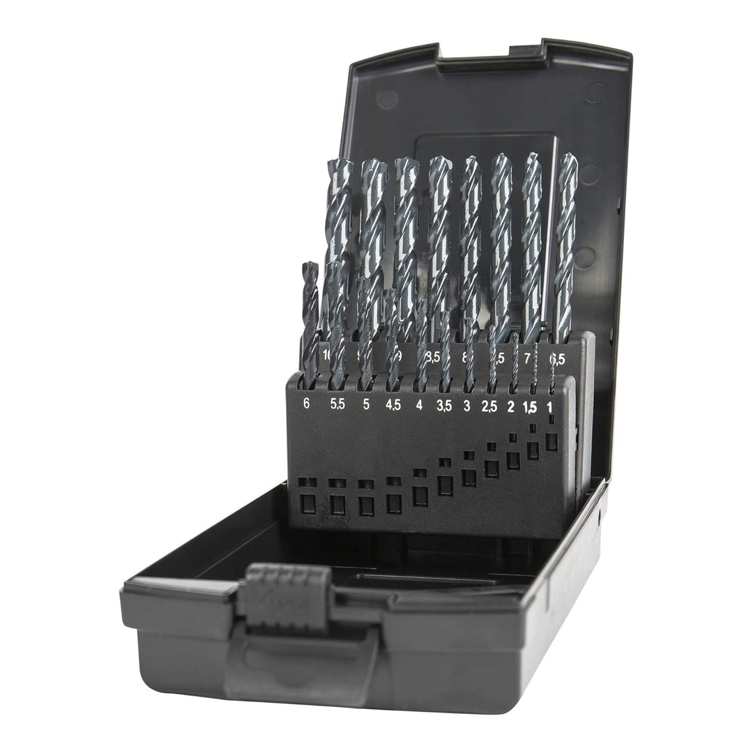 STIER Spiralbohrer Set HSS-R, 19-tlg (1-10 mm), Metallbohrer Satz, Stahlbohrer Satz, selbstzentriere