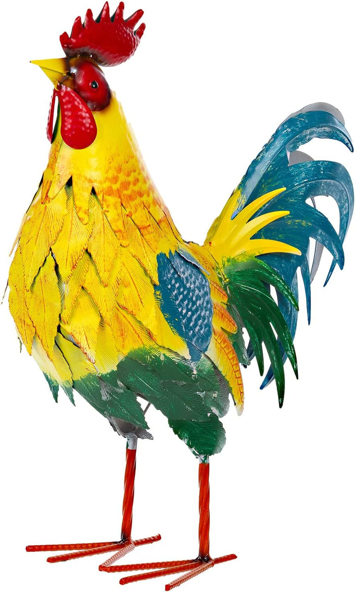 Riesiges schönes Metall Figurenpaar Hahn und Henne Set Gartenfigur Dekofigur Gartentierfigur (Hahn u