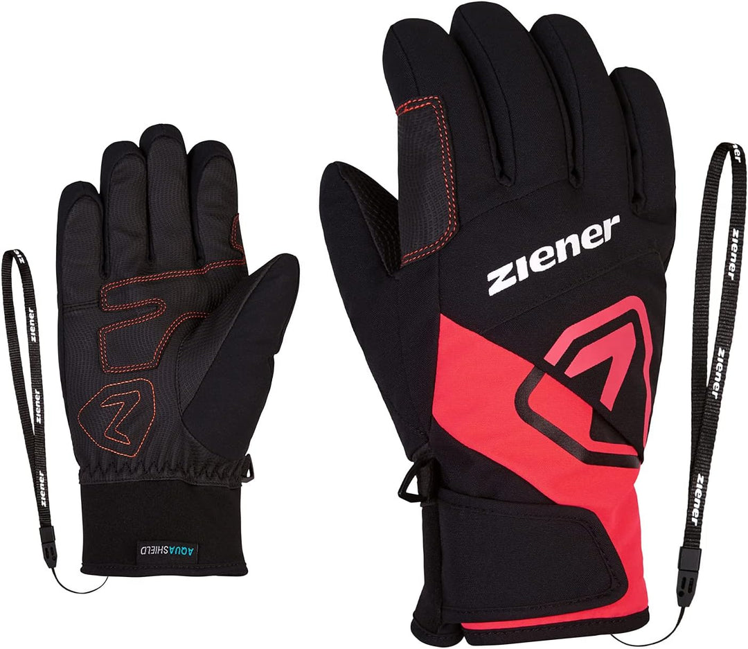 Ziener Jungen Lauri Ski-Handschuhe/Wintersport | wasserdicht, atmungsaktiv, warm 5.5 black.neon pink