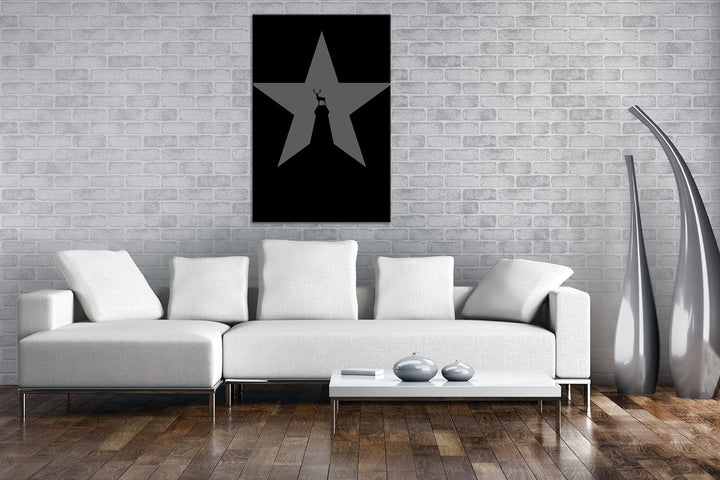 deyoli Sternen Hirsch Format: 80x60 Effekt: Schwarz&Weiss als Leinwandbild, Motiv fertig gerahmt auf