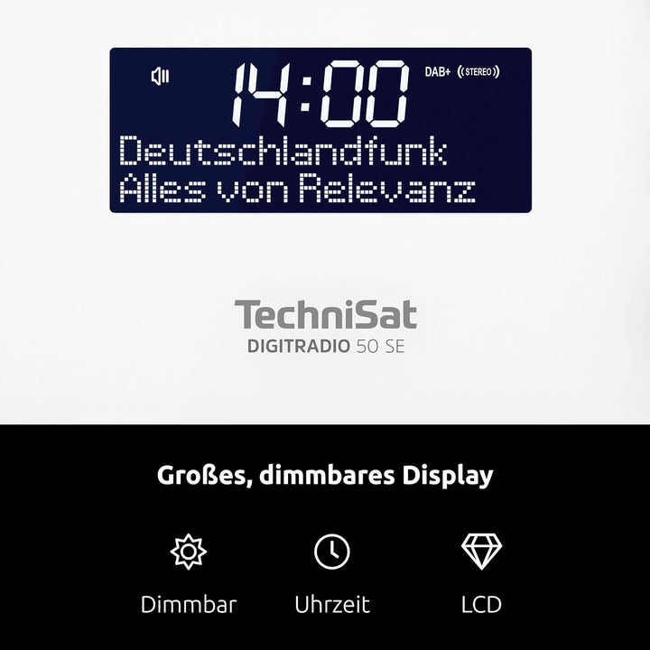 TechniSat DIGITRADIO 50 SE - Radiowecker (DAB+/UKW Tuner, dimmbares Display, Wecker mit zwei einstel