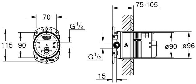 GROHE Rainshower - Universal Unterputz-Einbaukörper (integrierter Spülstopfen, für Kopfbrauseset, st