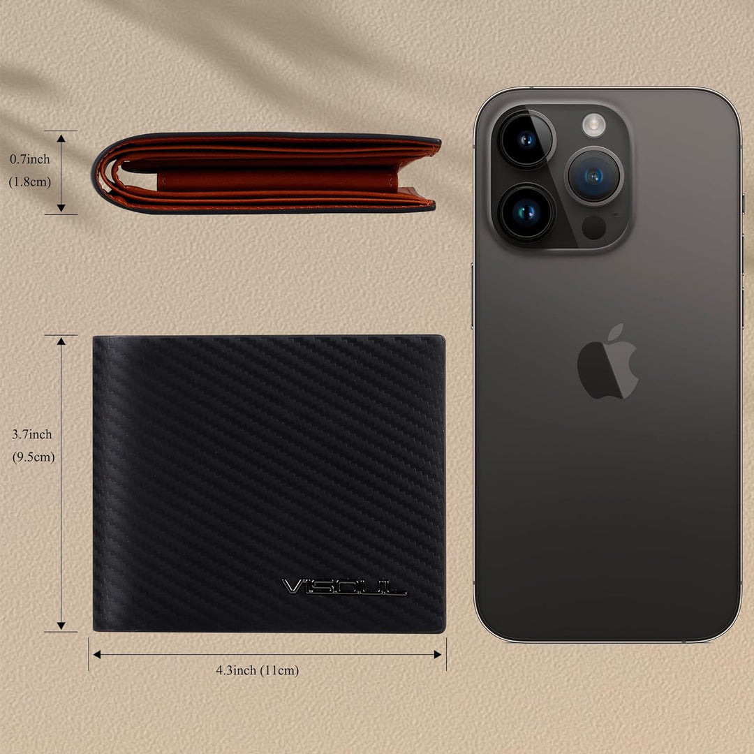 VISOUL Leder Geldbörse Herren mit ID-Fenster/Münzfach & RFID Schutz I Echtleder Geldbeutel für Männe