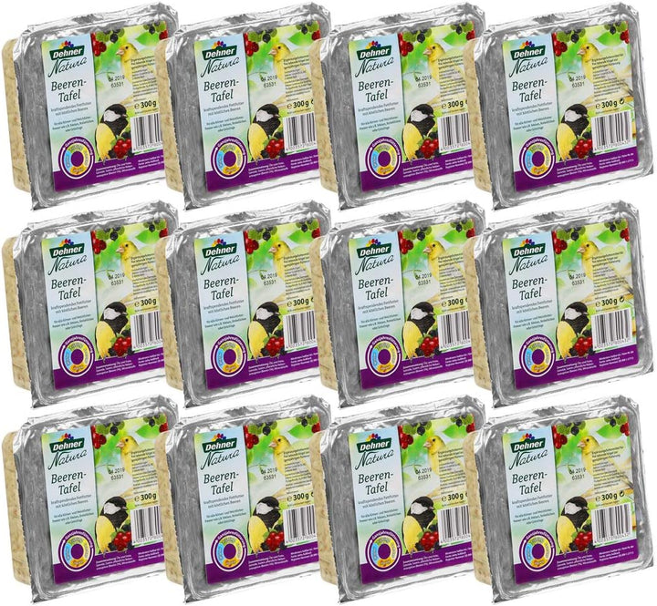 Dehner Natura Wildvogelfutter-Tafeln mit Beeren, 12 x 300 g (3.6 kg) & Natura Wildvogelfutter-Tafeln
