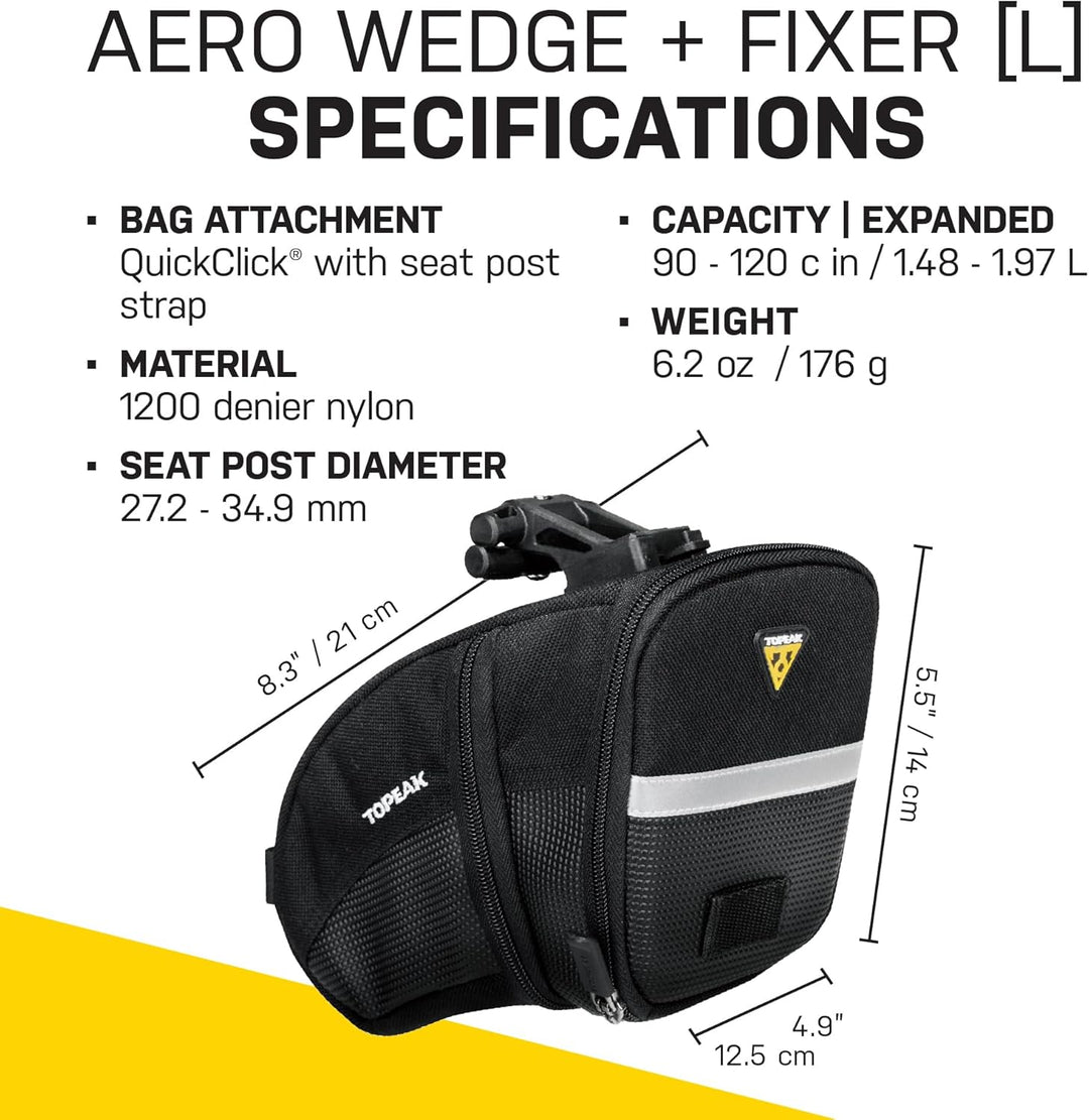 TOPEAK Satteltasche AERO Wedge - L Schwarz, Schwarz