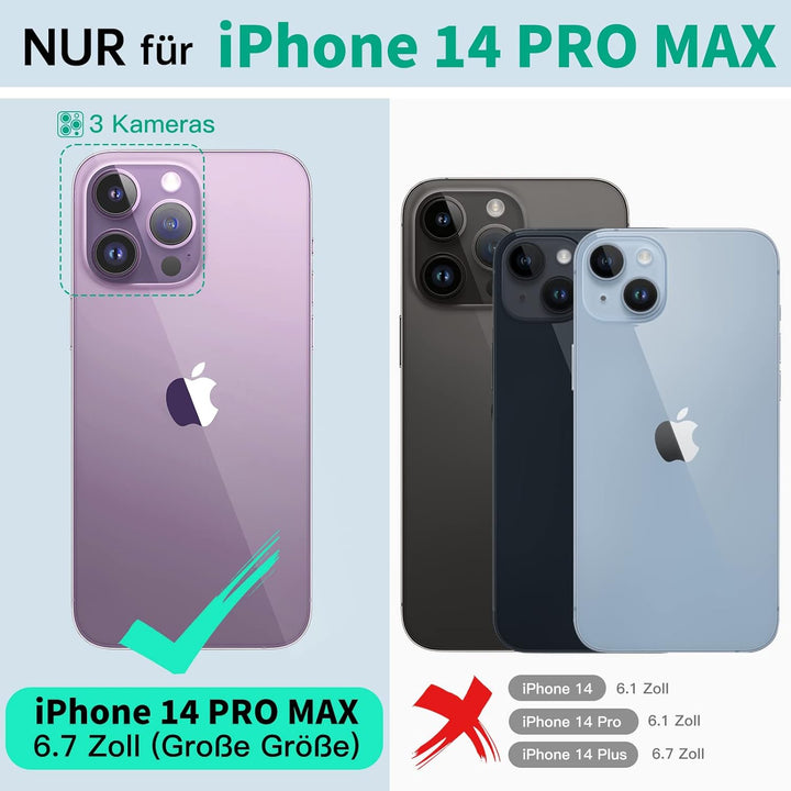 Beeasy für iPhone 14 Pro Max Wasserdicht Outdoor Hülle (6,7"), Stossfest Panzerhülle Militär 360 Gra