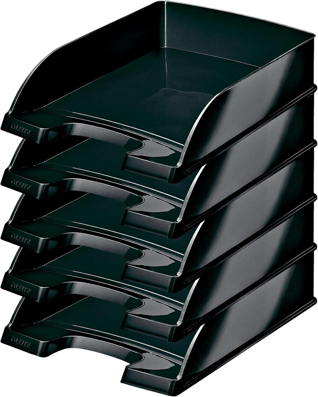 Leitz Briefkorb, A4, 5er Pack, Schwarz, WOW-Serie, 52263095 Schwarz 5 Stück, Schwarz 5 Stück