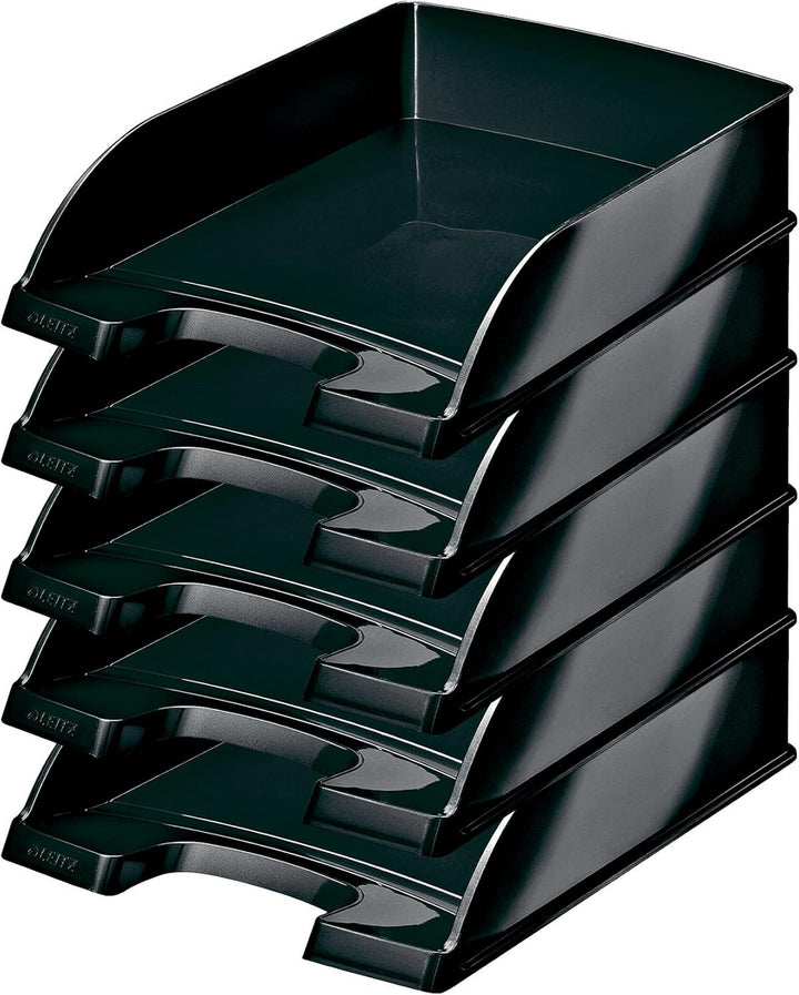 Leitz Briefkorb, A4, 5er Pack, Schwarz, WOW-Serie, 52263095 Schwarz 5 Stück, Schwarz 5 Stück