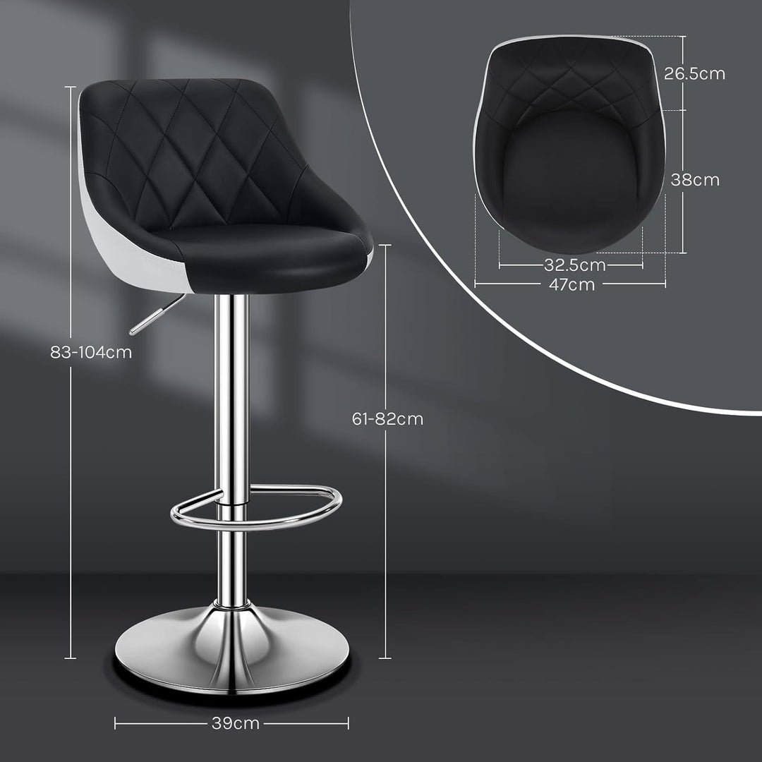 WOLTU BH30sz-2 Design 2 farbig Barhocker mit Griff 2er Set, stufenlose Höhenverstellung, verchromter